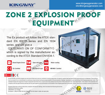 45kva 400v 50hz 3 fase 4 kabel mesin diesel tahan ledakan DNV2.7-1 Sertifikasi Lifting Frame ATEX generator diesel untuk zona 2