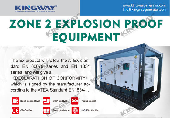 Offshore Platform Canopy 25kva 400v 50hz 3 fase 4 kabel tahan ledakan mesin diesel ATEX bersertifikat zona 2 offshore generator