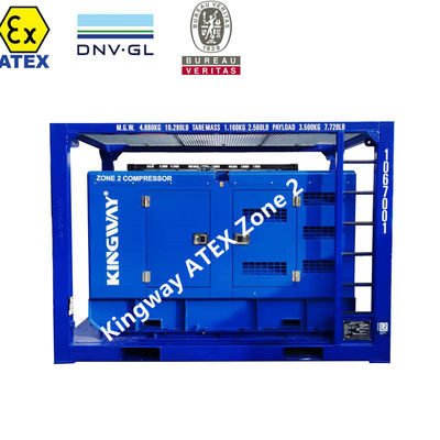 Atex Zona 1 Zona 2 Ledakan Proof 375cfm kompresor udara dengan frame angkat DNV2.7-1 dan flame arrestor untuk ladang minyak &amp; gas