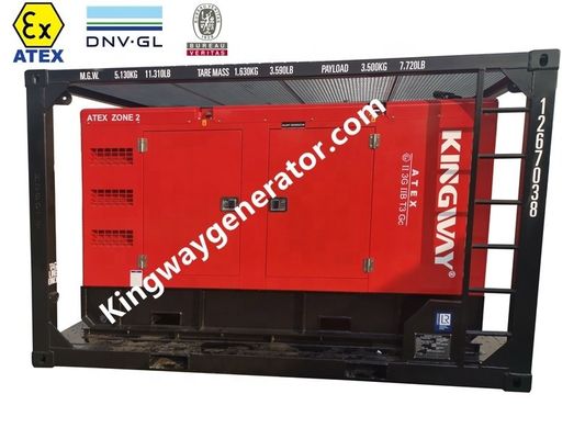 Sertifikasi ATEX3fase DNVGL 2.7-1 skid frame 120kw 150kva onshore offshore platform zone 2 generator