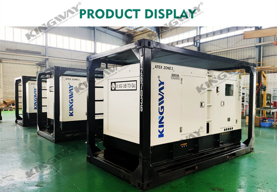 60KVA ATEX Zona 2 Peralatan Genset Diesel Senyap Dengan Bingkai Pengangkat Lepas Pantai
