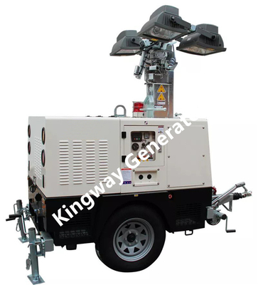 9m Lifting Height 230V Mobile LED Light Tower Dari Lokasi Konstruksi