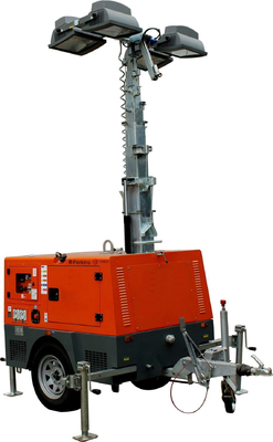 Kendaraan Menara Cahaya Diesel Generator Luar Ruangan Dipasang Dengan 4 Lampu dengan tiang 7m