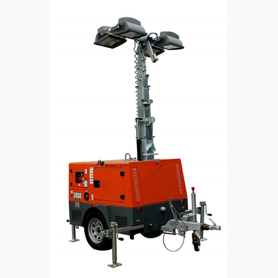 Menara Lampu Diesel Pertambangan Dapat Disesuaikan Dengan 4 Kaki Stabil Tiang Ditarik Vertikal