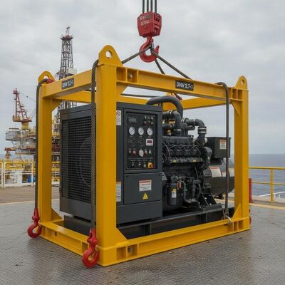 Genset Diesel ATEX Zona 2 Kelas Suhu 200KVA T3 dengan Rangka Pengangkat Lepas Pantai DNV 2.7-1